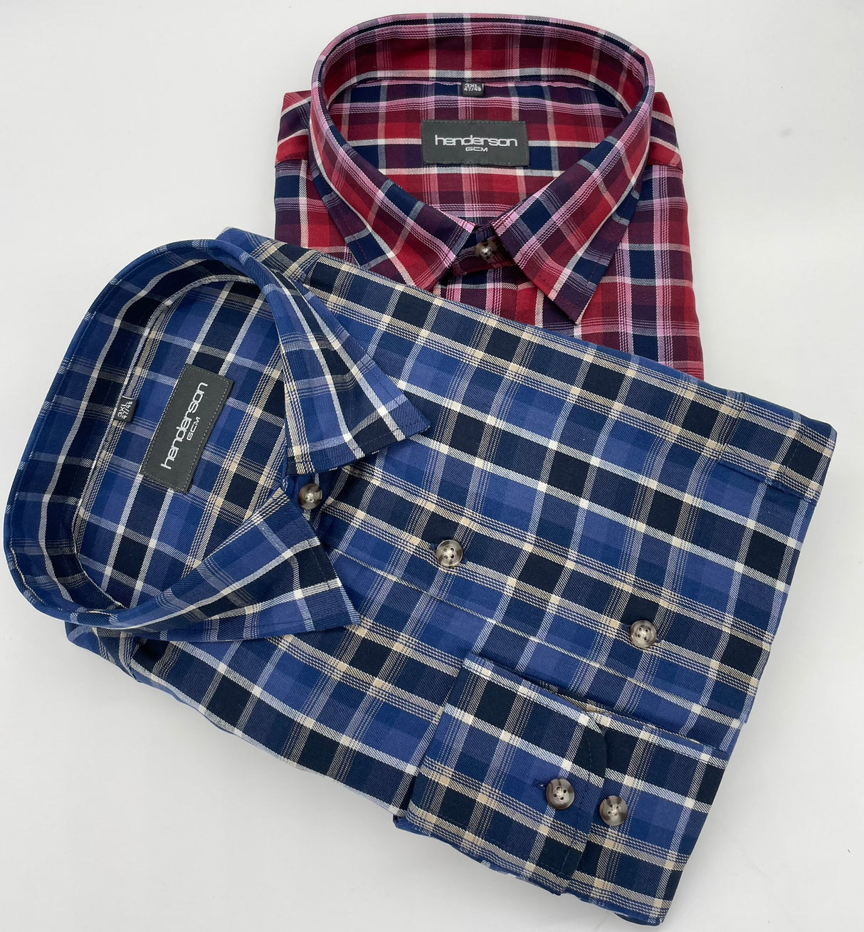 MENS HENDERSON CHECK LONG SLEEVE FORMAL SHIRT 2 COLOUR OPTIONS SIZE 2XL TO 5XL 4035