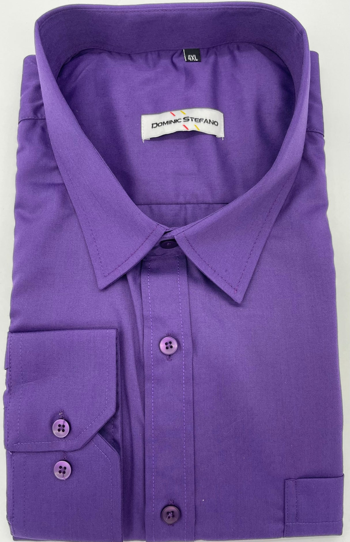 MENS LONG SLEEVE PLAIN FORMAL SHIRTS DOMINIC STEFANO 8 COLOUR OPTIONS SIZE 2XL TO 4XL 432