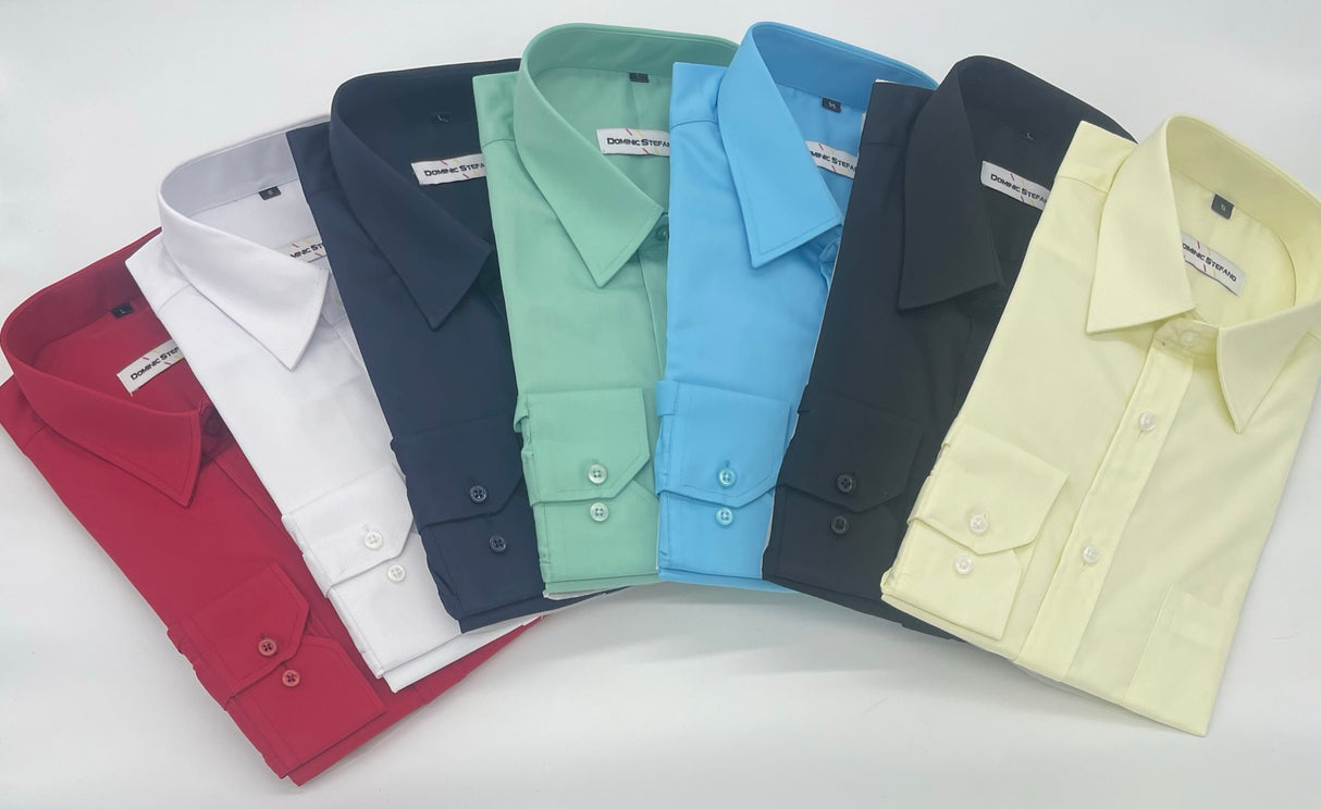 MENS SLIM FIT PLAIN FORMAL SHIRTS 8 COLOURS AVAILABLE SIZE S TO 3XL #432-3625