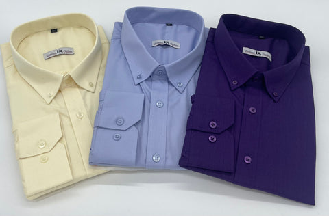 MENS LONG SLEEVE BUTTON DOWN COLLAR  FORMAL SHIRT 3 COLOURS AVAILABLE  SIZE S TO 3XL #436-3626