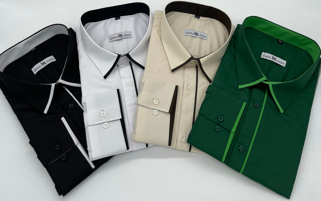 MENS DOMINIC STEFANO PLAIN EDGE LONG SLEEVE SHIRT 4 COLOUR OPTIONS SIZE 2XL TO 4XL 468