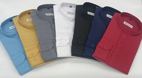 MENS  NERU COLLAR LONG SLEEVE SHIRT 7 COLOURS AVAILABLE SIZE S TO 3XL  #501-3618