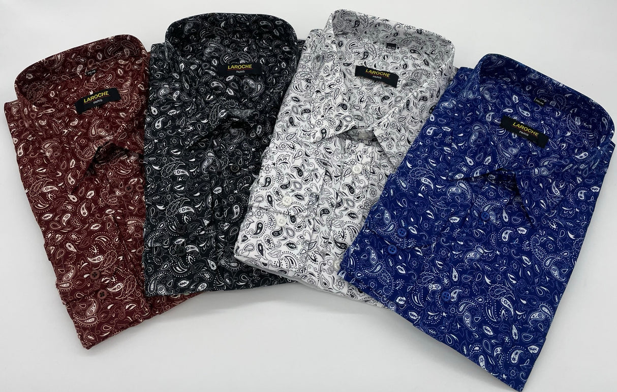 MENS LAROCHE PAISLEY LONG SLEEVE SHIRT SIZE 2XL TO 4XL 503