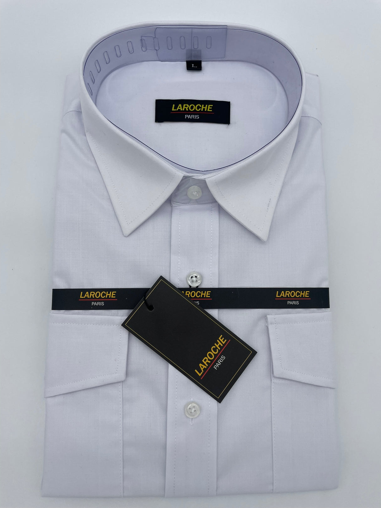 MENS LAROCHE DOUBLE POCKET WHITE SHIRT SIZE 2XL TO 4XL B#- 3687