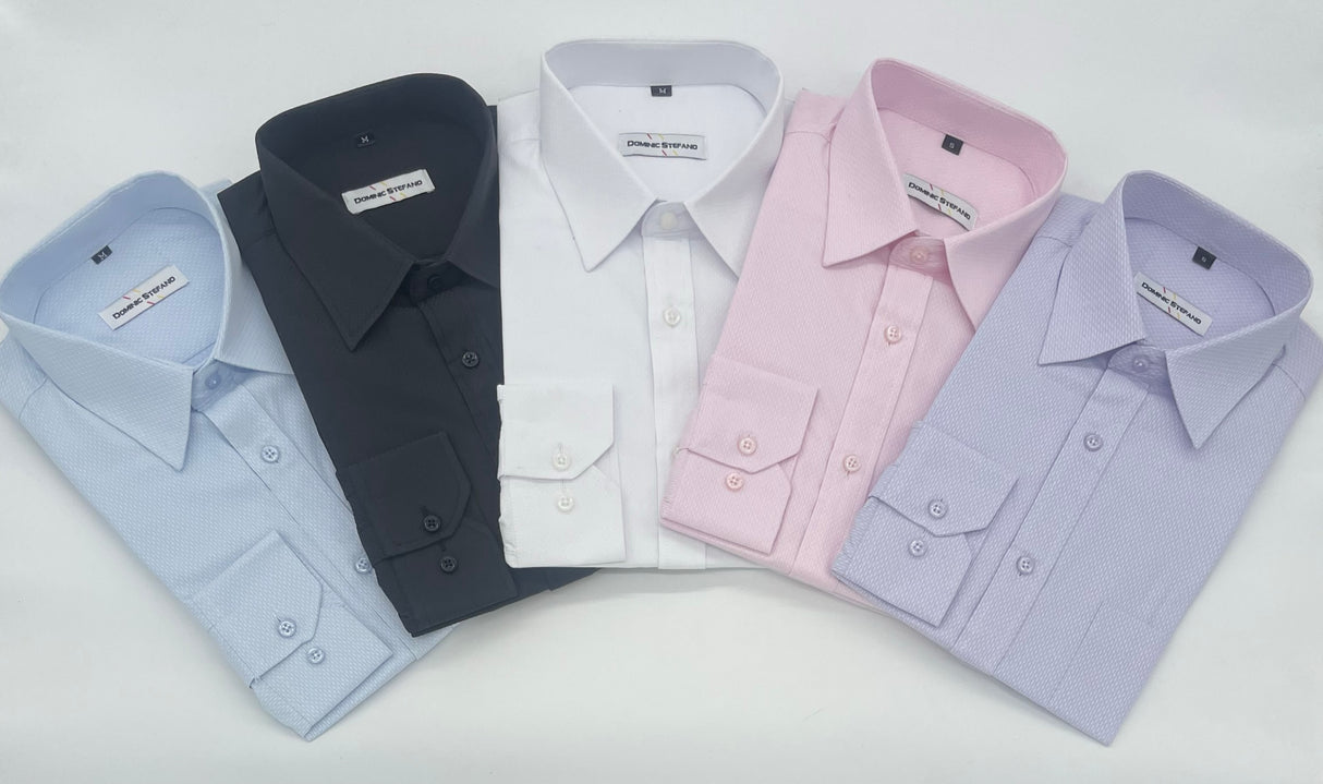 MENS LONG SLEEVE FORMAL SELF PATTERN SHIRT 5 COLOURS AVAILABLE SIZE S TO 3XL #537-3630