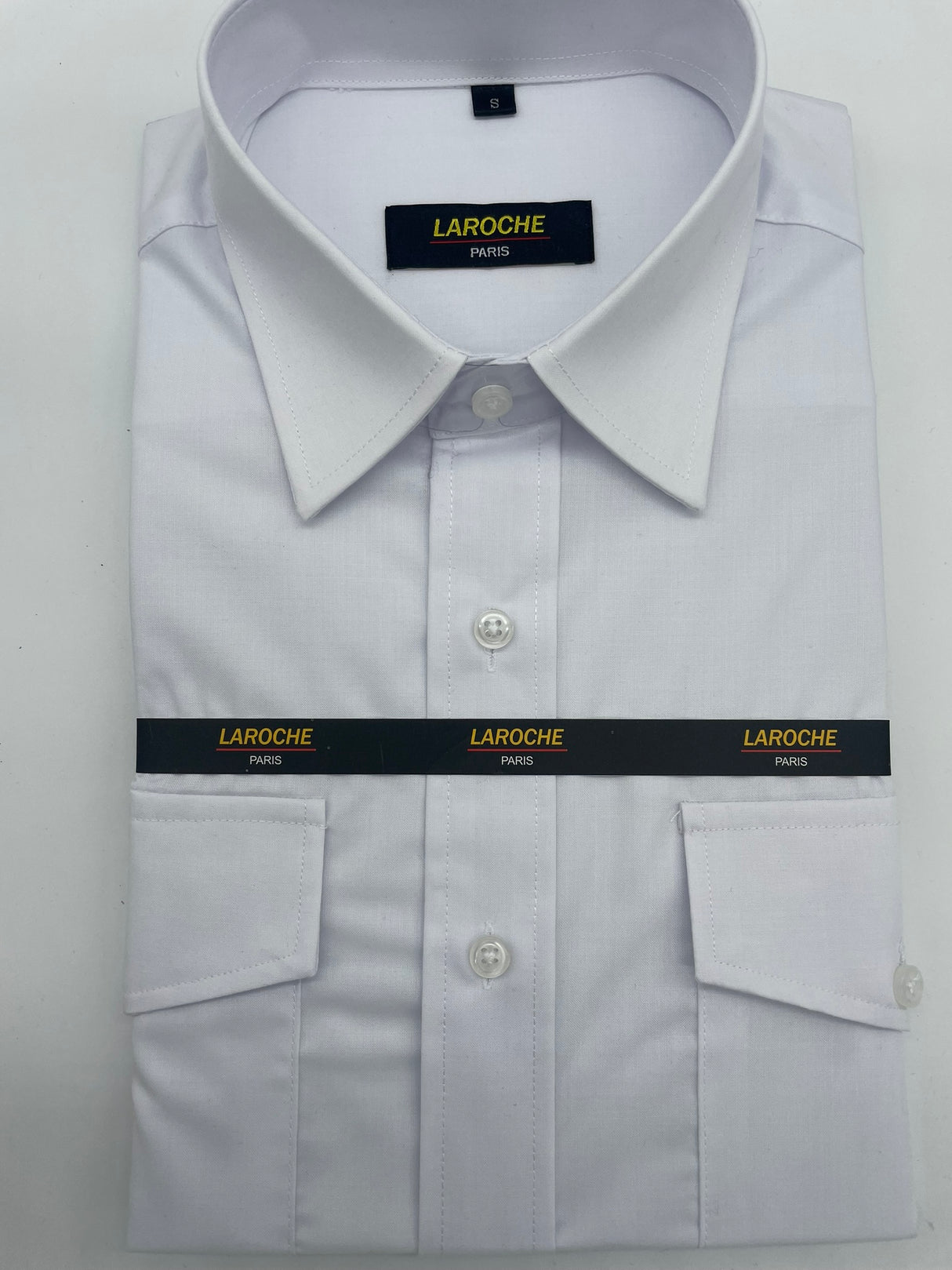 MENS PLAIN WHITE LONG SLEEVE SHIRT DOUBLE POCKET SIZE S TO 2XL #522-3622