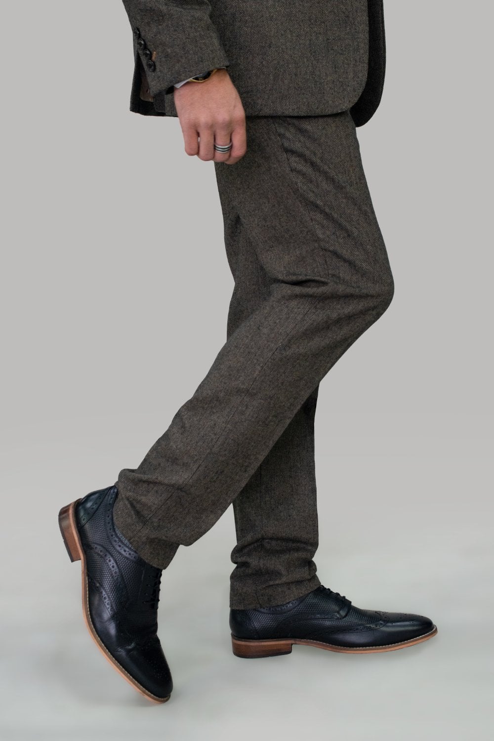 MENS ALL OCCASIONS MARTEZ BROWN 3 PIECE WOOL MIX SUIT SIZE 38-50