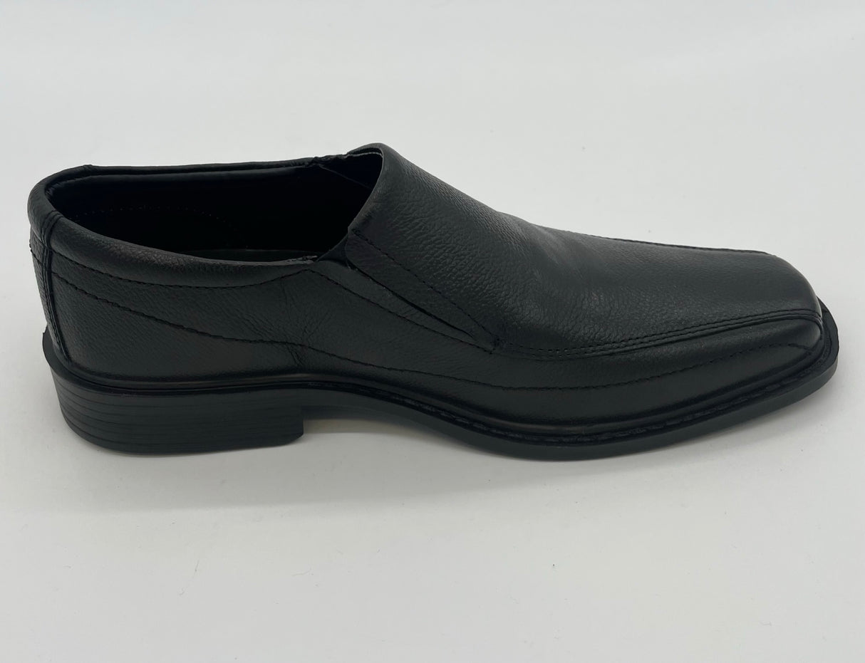 MENS LEATHER SLIP ON SHOE BLACK WIDE FIT SIZE 7-12