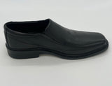 MENS LEATHER SLIP ON SHOE BLACK WIDE FIT SIZE 7-12