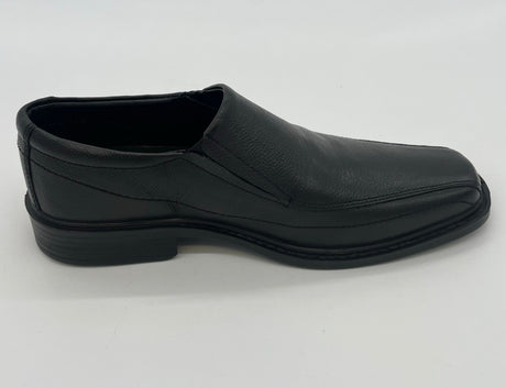 MENS LEATHER SLIP ON SHOE BLACK WIDE FIT SIZE 7-12