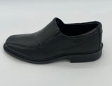 MENS LEATHER SLIP ON SHOE BLACK WIDE FIT SIZE 7-12