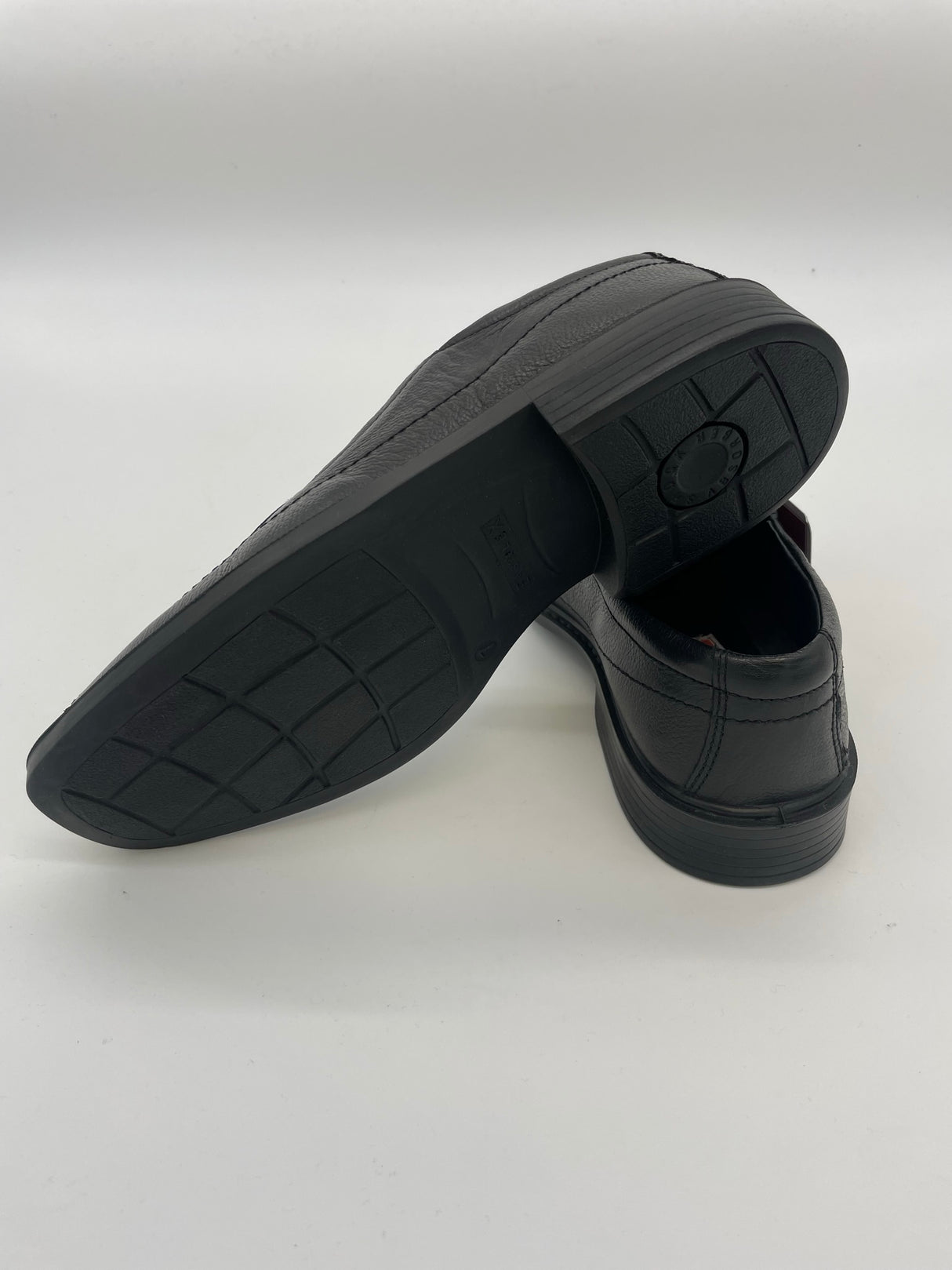 MENS LEATHER SLIP ON SHOE BLACK WIDE FIT SIZE 7-12