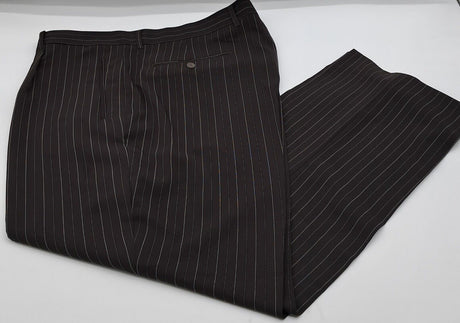 BIG SIZE LOOSE FIT TROUSERS LAROCHE PARIS DK BROWN DOUBLE STRIPE D.STP5# SIZE 42"-48" WAIST