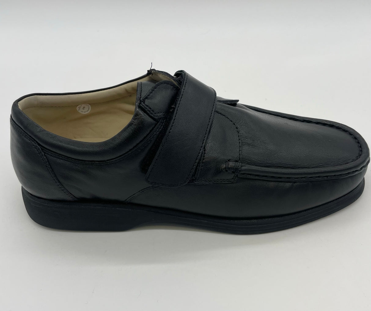 MENS LEATHER SHOES WITH VELCRO BLACK SIZE 6-12