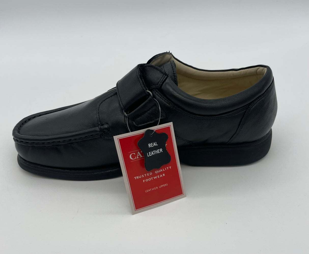 MENS LEATHER SHOES WITH VELCRO BLACK SIZE 6-12