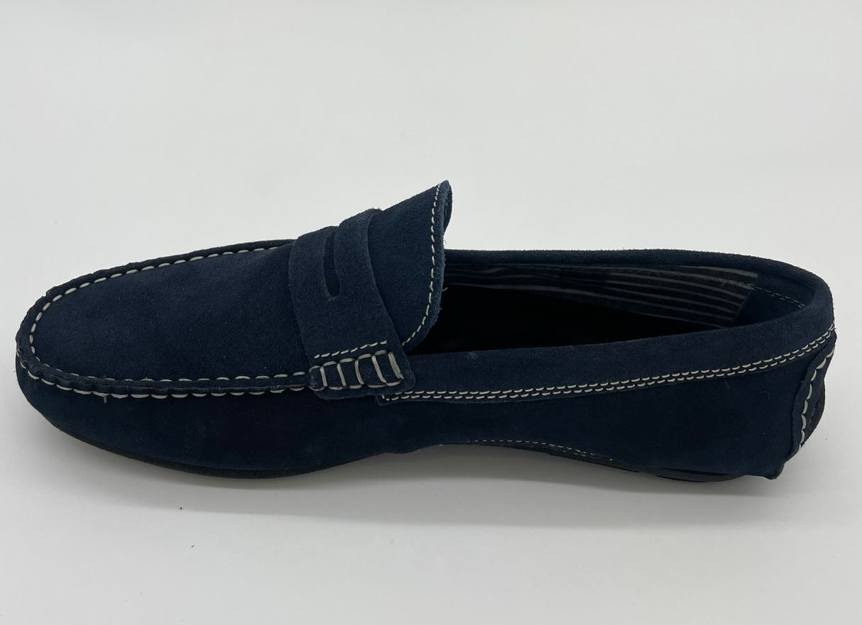 NAVY LEATHER MOCCASIN SHOE 941D 3759