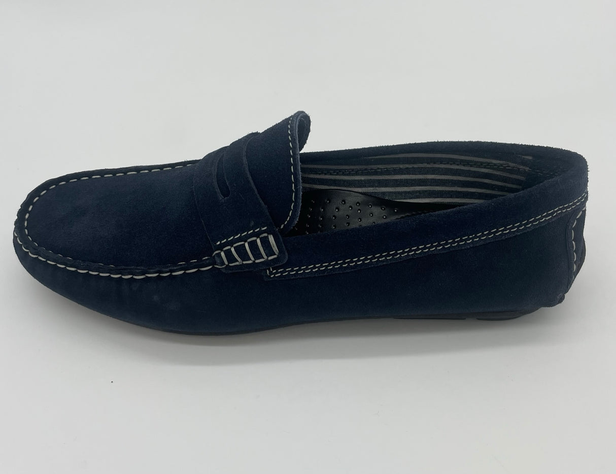 NAVY LEATHER MOCCASIN SHOE 941D 3759