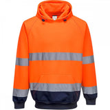 WORKWEAR PORT WEST B316 TWO TONE HOODED SWEATSHIRT ORANGE S-3XL