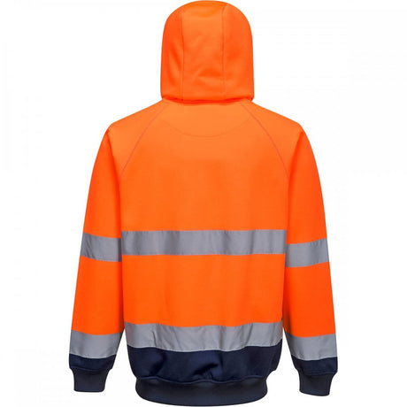 WORKWEAR PORT WEST B316 TWO TONE HOODED SWEATSHIRT ORANGE S-3XL