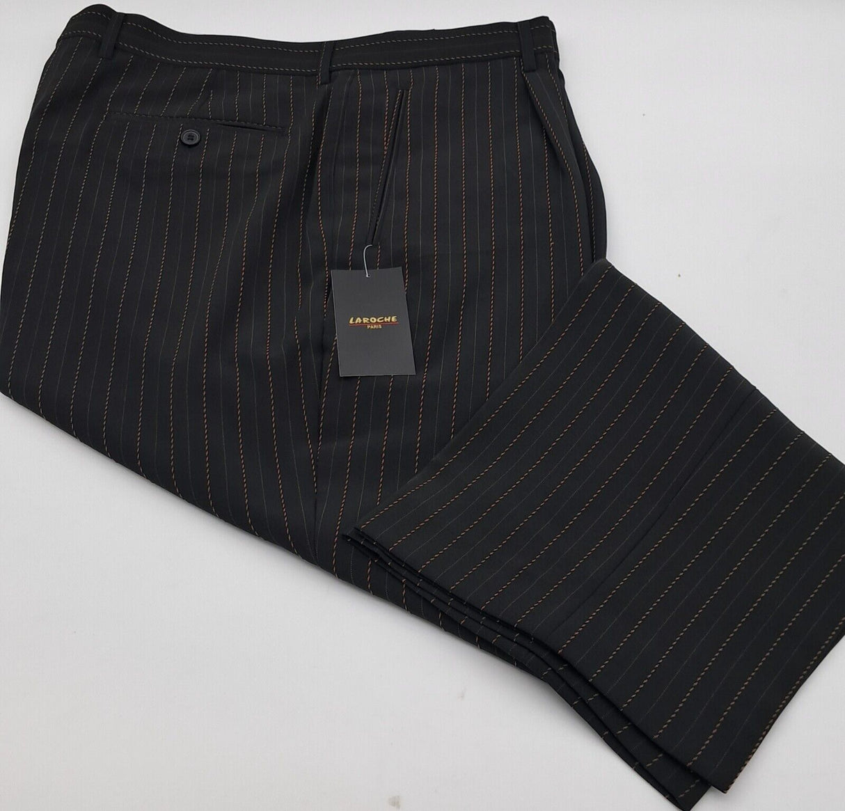 BIG SIZE LOOSE FIT TROUSERS LAROCHE PARIS SHEN BLACK& BROEN STRIPE SIZE 42"-48" WAIST