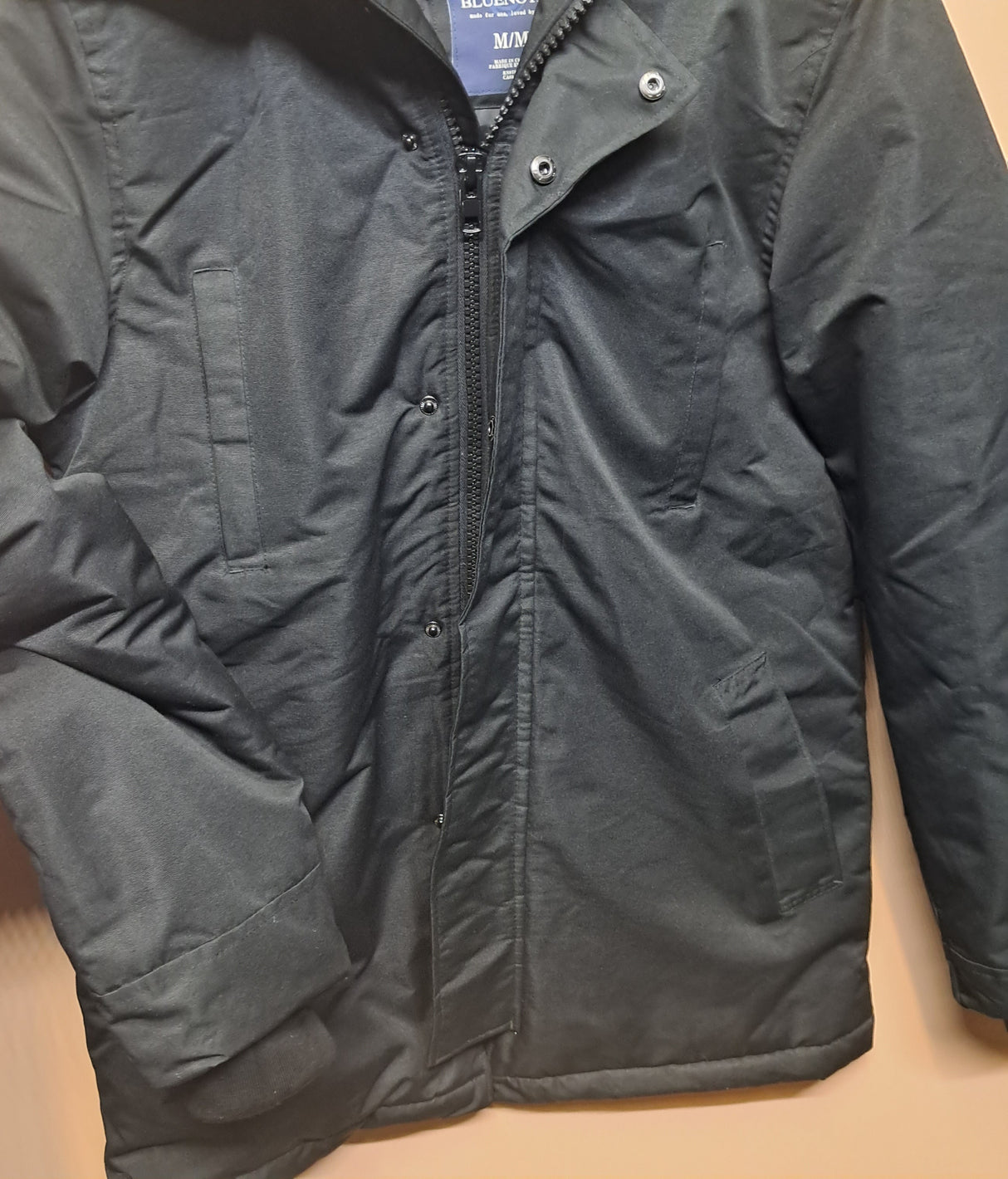 MENS PARKA JACKET WITH HOOD BLACK SIZE S-L