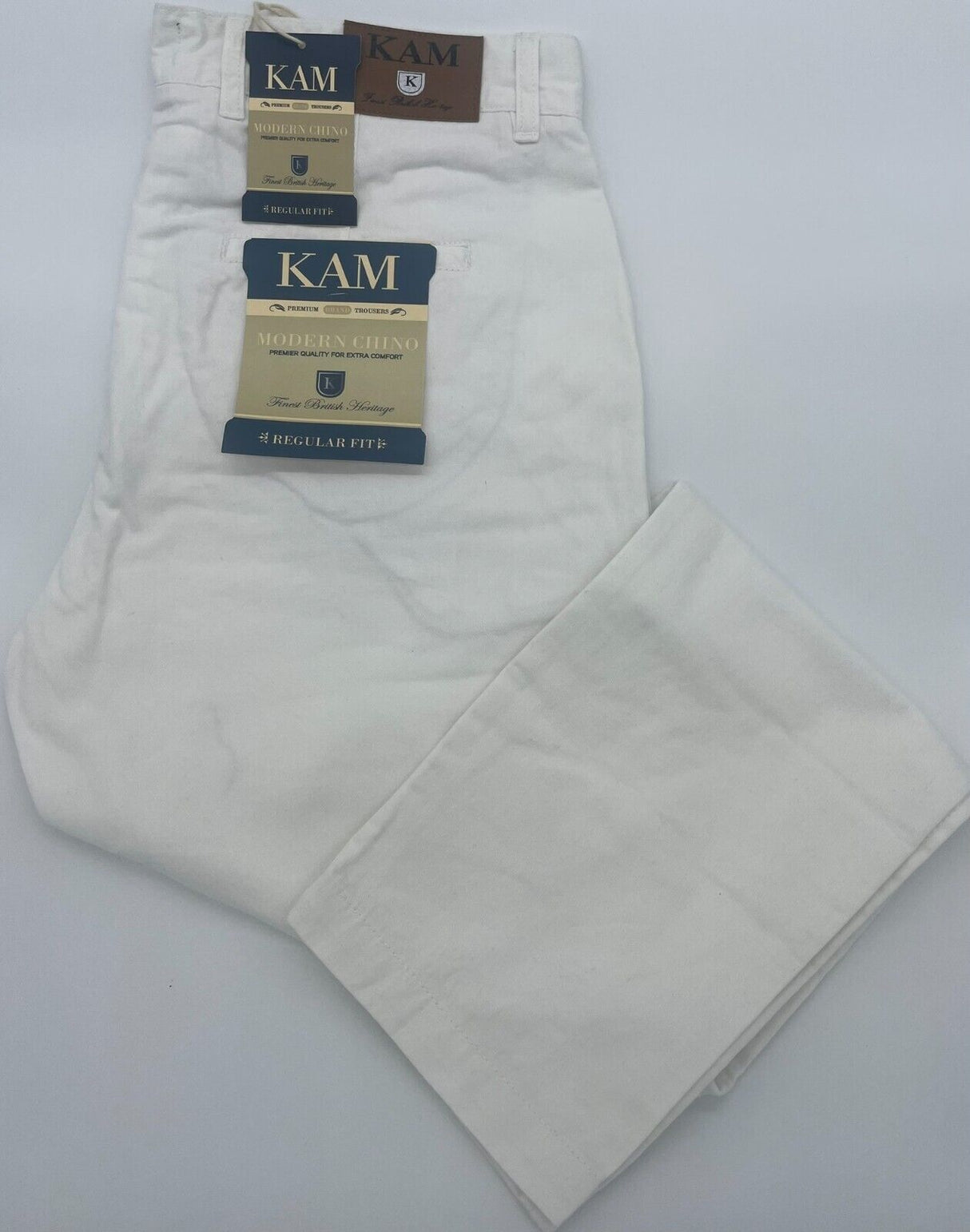 OUTSIZE SLIM FIT CHINO TROUSERS WHITE 100% COTTON SIZE 42"-46"