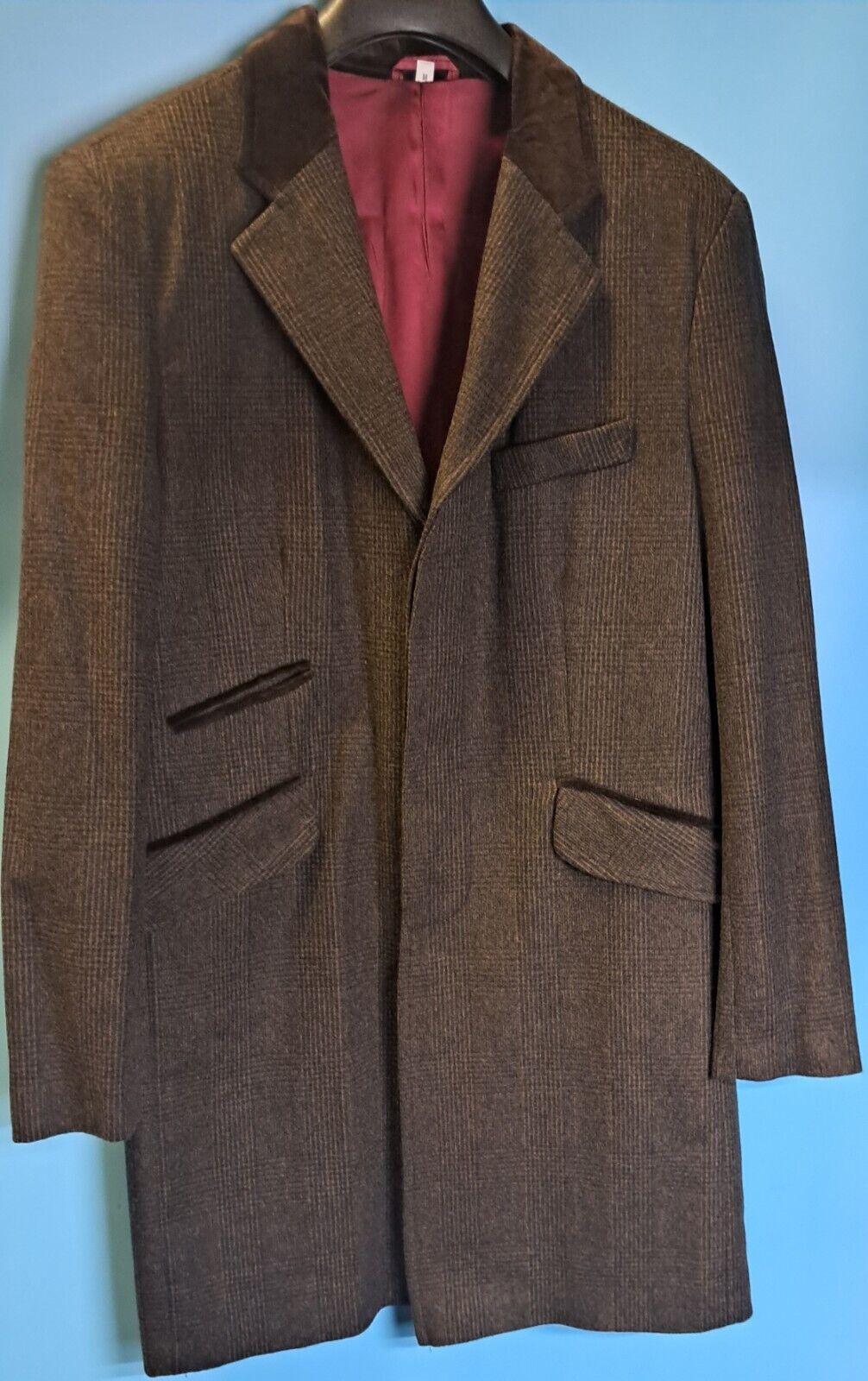 Mens velvet collar overcoat hotsell