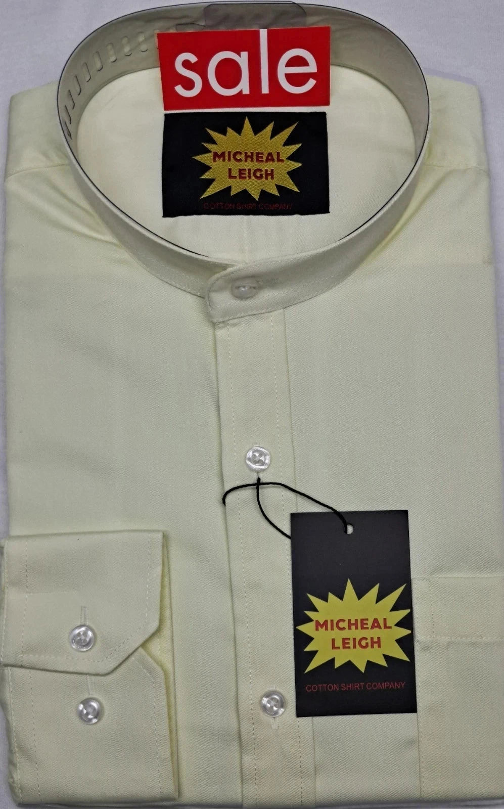 Big Size Cream Grandad Shirt Long Sleeve Sizes 3XL - 6XL By Michael Leigh