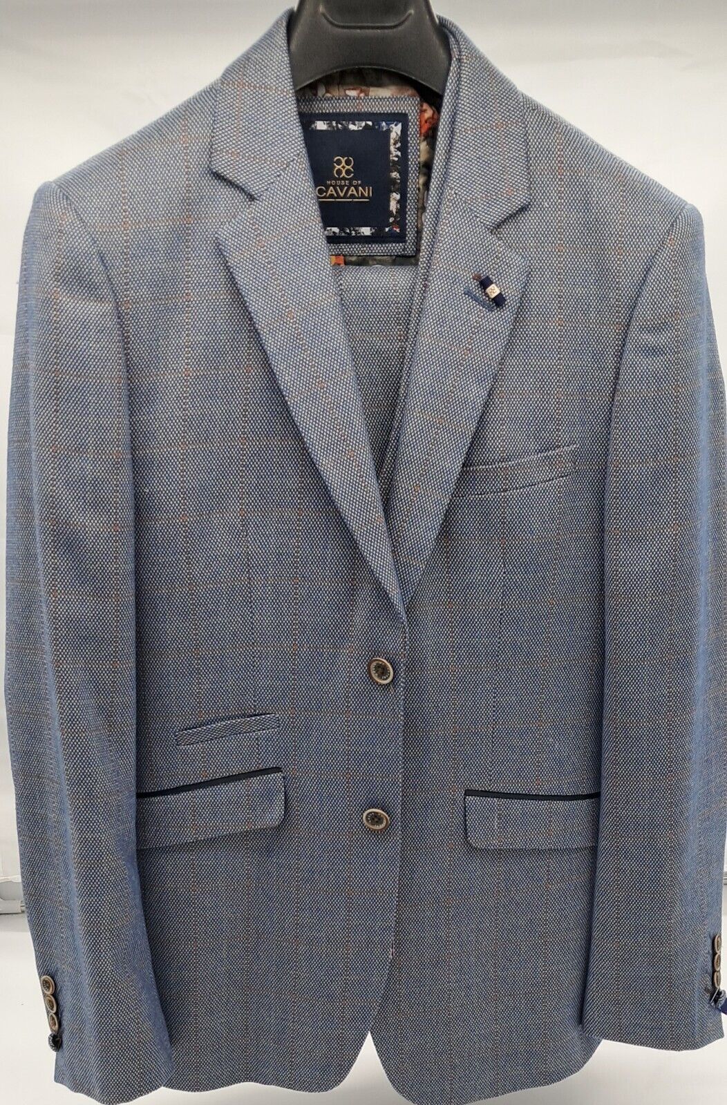 MENS ALL OCCASIONS  SLIM FIT DELRAY BLUE CK 3 PIECE SUIT TWEED SIZE 36-50