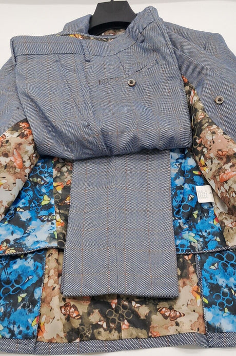 MENS ALL OCCASIONS  SLIM FIT DELRAY BLUE CK 3 PIECE SUIT TWEED SIZE 36-50