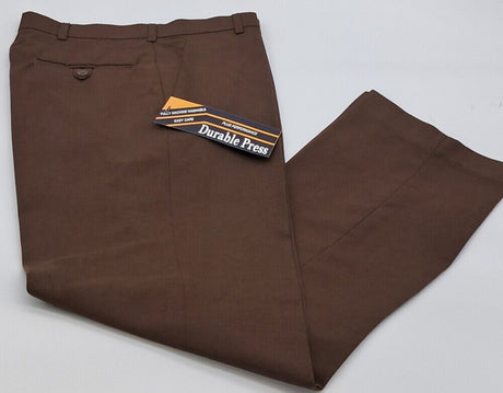 OUTSIZE MENS CLASSIC TROUSERS DURABLE PRESS BROWN SIZE 42"-50"