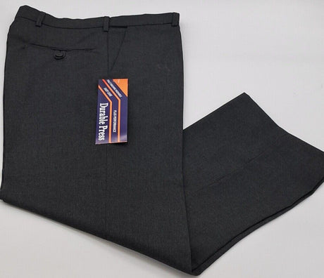 MENS CLASSIC TROUSERS DURABLE PRESS CHARCOAL GREY SIZE 30"-40"