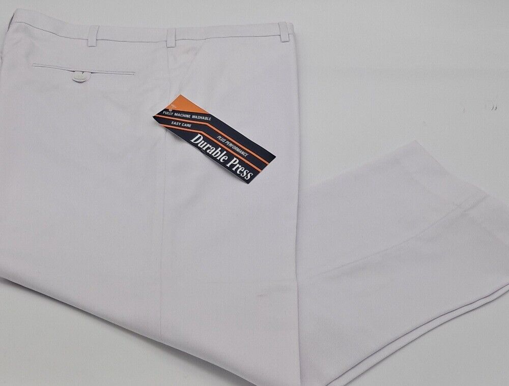 MENS CLASSIC TROUSERS DURABLE PRESS WHITE SIZE 30"-40"