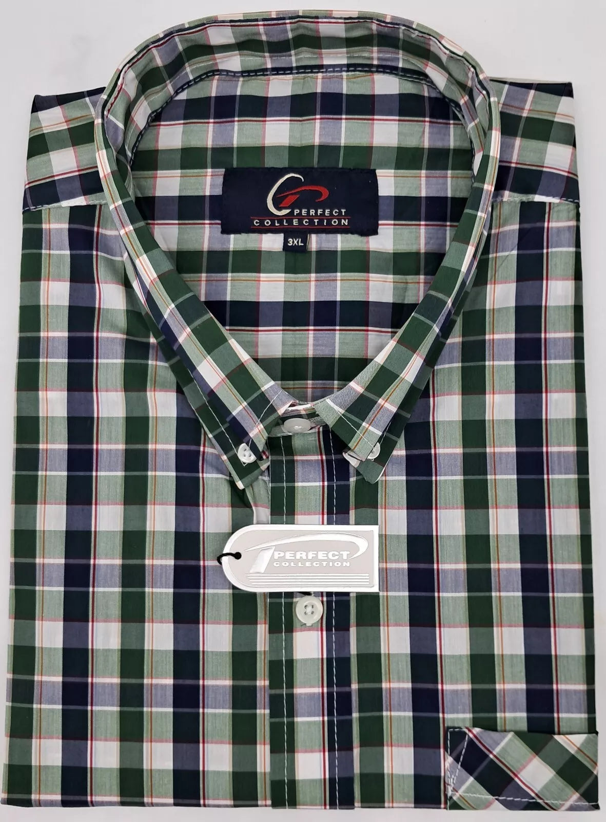 BIG SIZE MENS SHORT SLEEVE BUTTON DOWN CHECK SHIRT 100% SUPER FINE COTTON SIZE 2XL TO 5XL