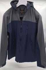 MENS SOFT SHELL HOODED  JACKET FORGE NAVY/GREY SIZE M-2XL