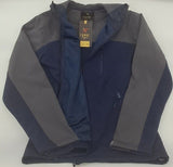 MENS SOFT SHELL HOODED  JACKET FORGE NAVY/GREY SIZE M-2XL