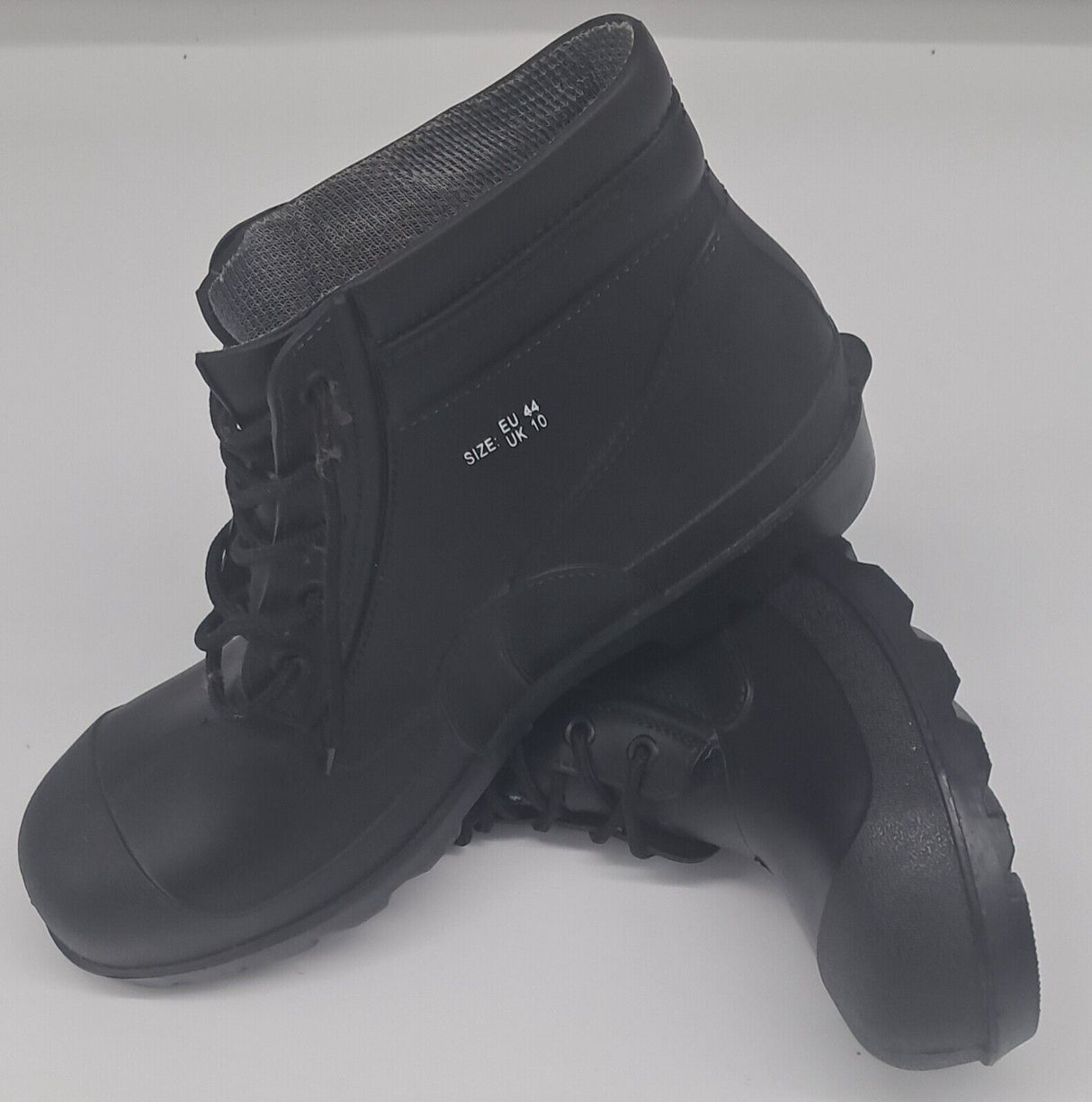 MENS SAFETY WORKWEAR RUBBER BOOTS WATERPROOF SIZE  BLACK 6-12