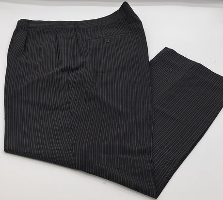 BIG SIZE LOOSE FIT TROUSERS LAROCHE PARIS BLACK GREY STRIPE  FIN STP #615 SIZE 42"-48" WAIST