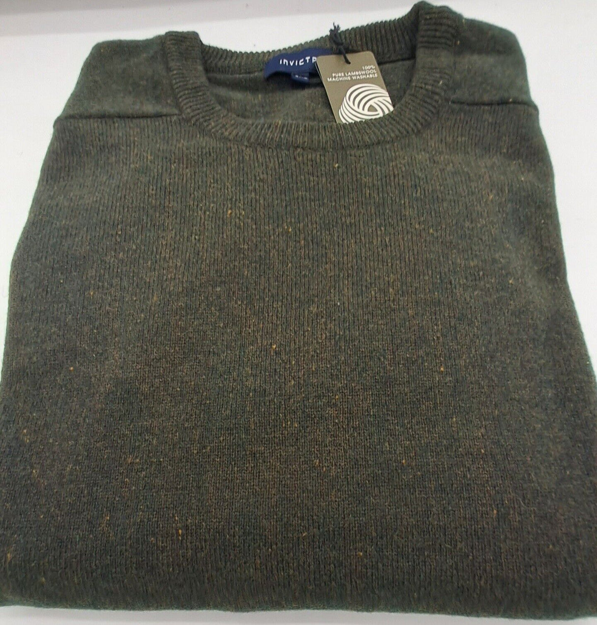 MENS  OUTSIZE  LONG SLEEVE CREW NECK JUMPER 100% LAMBSWOOL HEATHER GREEN SIZE 3XL-5XL