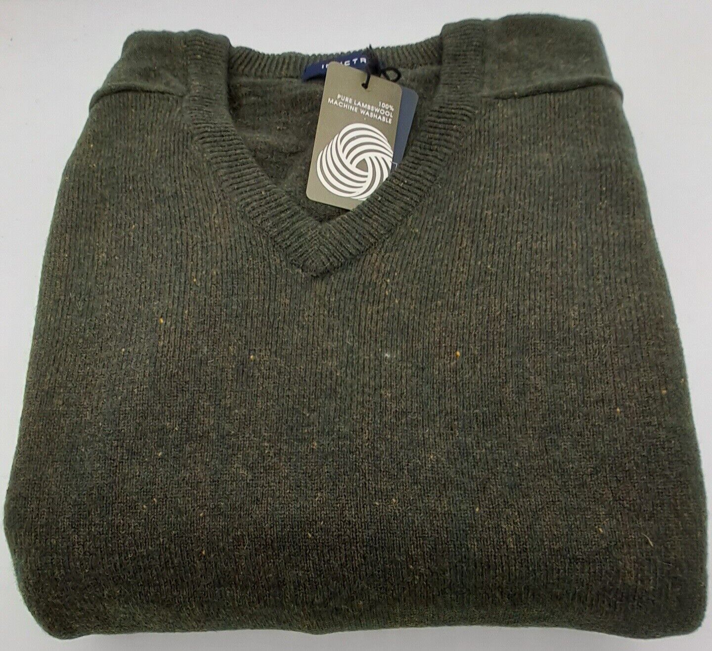 MENS OUTSIZE LONG SLEEVE JUMPER V NECK 100 LAMBSWOOL HEATHER GREEN SIZE 2XL AND 5XL