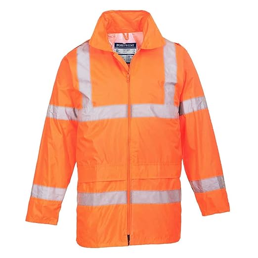 WORKWEAR PORT WEST RAIN HI VIS RAIN JACKET WATERPROOF H440 ORANGE SIZE S-2XL