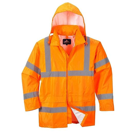 WORKWEAR PORT WEST RAIN HI VIS RAIN JACKET WATERPROOF H440 ORANGE SIZE S-2XL