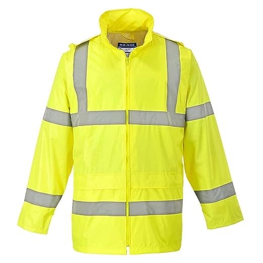 WORKWEAR PORT WEST H440 HI VIS RAIN JACKET WATWRPROOF YELLOW SIZE XS-2XL