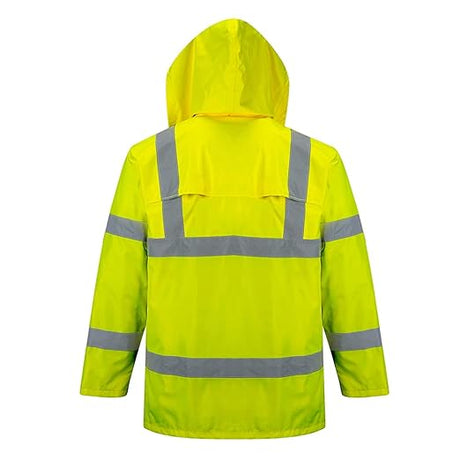 WORKWEAR PORT WEST H440 HI VIS RAIN JACKET WATWRPROOF YELLOW SIZE XS-2XL