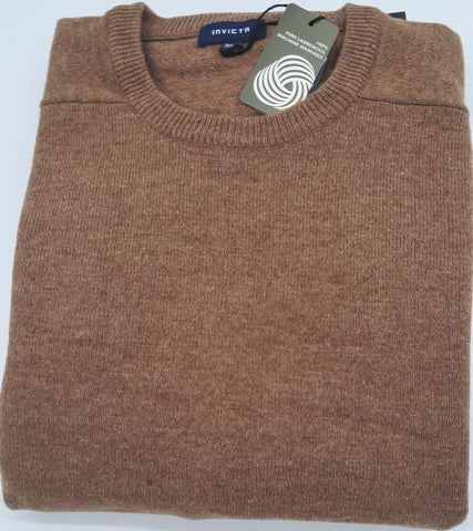 MENS  OUTSIZE  LONG SLEEVE CREW NECK JUMPER 100% LAMBSWOOL LT BROWN SIZE 3XL AND 4XL