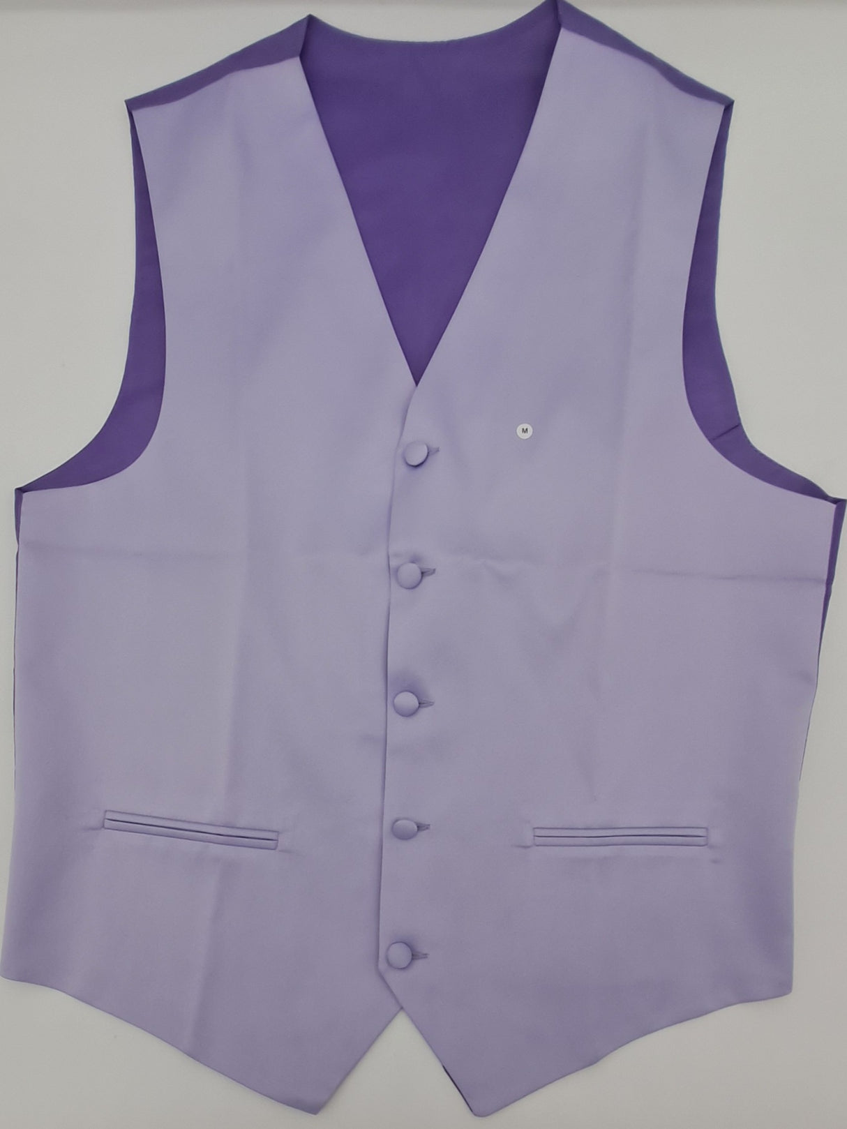 MENS PLAIN LILAC SATIN FINISH WAISTCOAT SIZE S-2XL