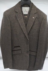 MENS ALL OCCASIONS MARTEZ BROWN 3 PIECE WOOL MIX SUIT SIZE  38-50