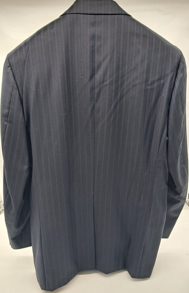 OUTSIZE MENS CLASSIC FIT 2 PC SUIT NAVY STRIPE WOOL SIZE 52-60