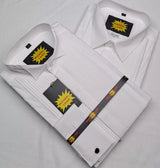 MENS PLEATED FRONT DRESS SHIRTS DOUBLE CUFF WING AND NORMAL COLLAR SIZES FROM S TO 3XL