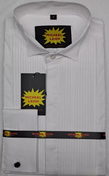 MENS PLEATED FRONT DRESS SHIRTS DOUBLE CUFF WING AND NORMAL COLLAR SIZES FROM S TO 3XL